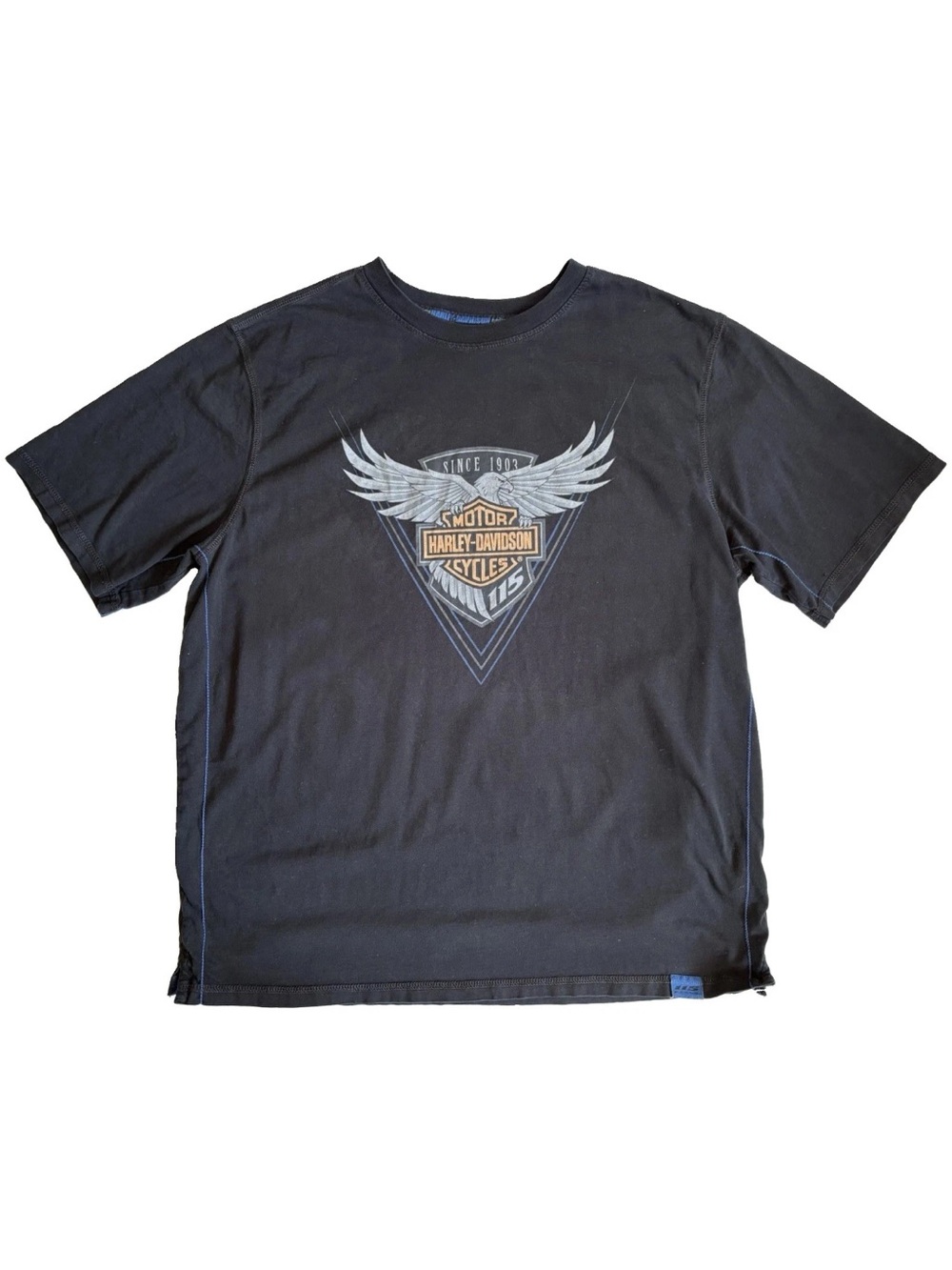 Harley Davidson XL Vintage 2017 Logo Graphic T-shirt 115th Anniversary Flaws***